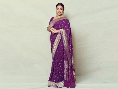 Vidya Balan In A Purple Printed Saree