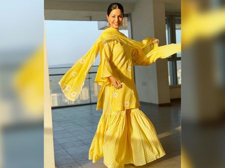 Hina Khan In A Yellow Sharara Suit