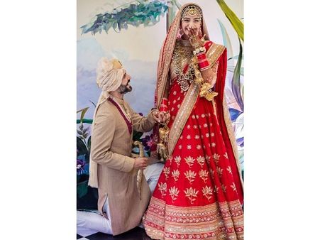 Sonam Kapoor Ahuja In A Red Bridal Lehenga For Wedding