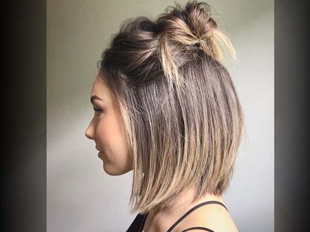 32. Half Updo Messy Bun