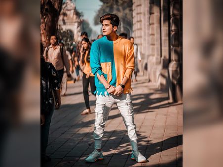 Bhavin Bhanushali In A Dual-Toned Tee And White Jeans