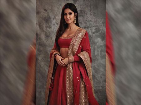 Katrina Kaif In A Dark Red Lehenga