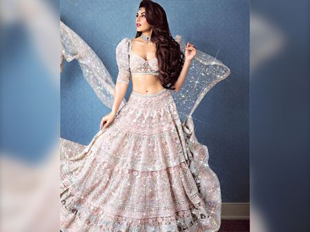 Jacqueline Fernandez In A Silver Embellished Lehenga
