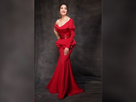 Madhuri Dixit In A Red Mermaid Gown