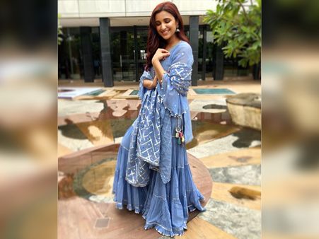 Parineeti Chopra In A Blue Sharara Suit