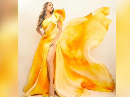 Malaika Arora In A Dual-Shade Slit Gown