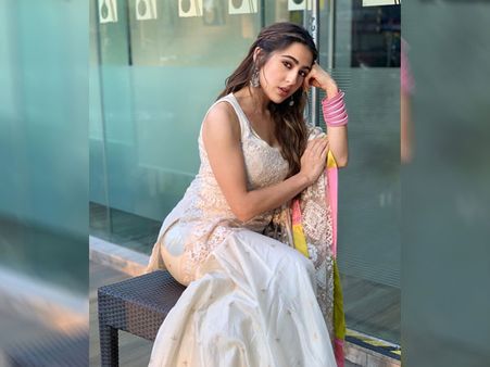 Sara Ali Khan In A White Sharara
