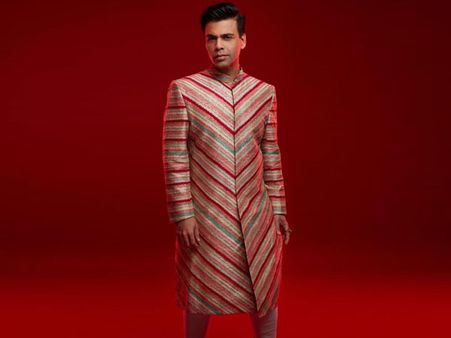 Karan Johar In A Striped Sherwani