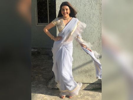 Kajal Aggarwal In A Pastel Purple Saree