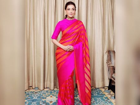 Kajal Aggarwal In A Dual-Toned Saree