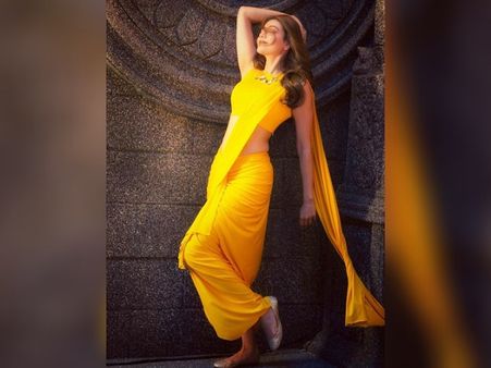 Kajal Aggarwal In A Yellow Saree