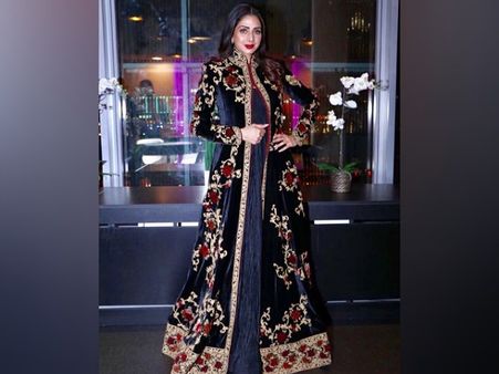 Sridevi In A Blue Ensemble With Jacket