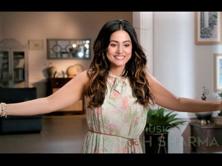 Hina Khan In A Red And Green Printed Dress