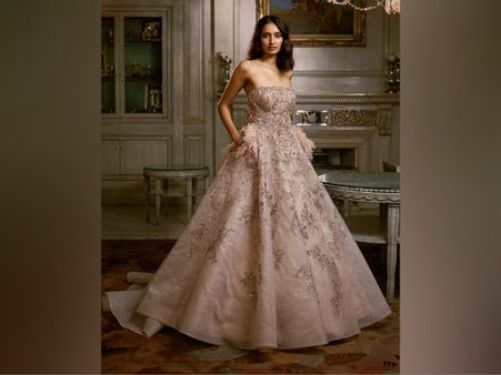 The Feather Trimmed Silk Organza Gown For Engagement