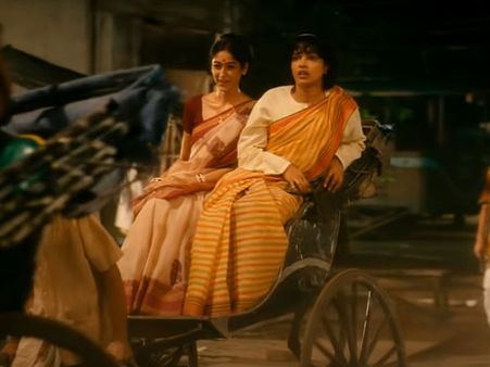 Priyanka Chopra In A Yellow Striped Saree