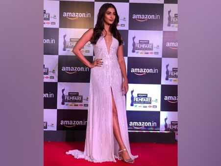 Pooja Hegde In A White Sequin Gown