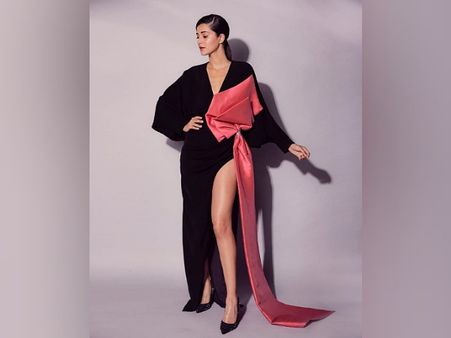 Ananya Panday In A Slit Gown With Bow Detailing