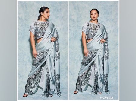 Vidya Balan’s Grey Printed Saree And Loose Pants