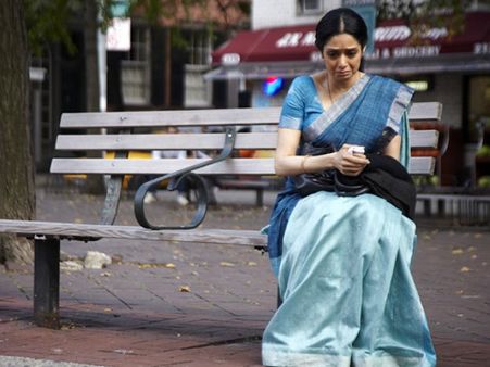 Sridevi In A Dual-Toned Blue Saree