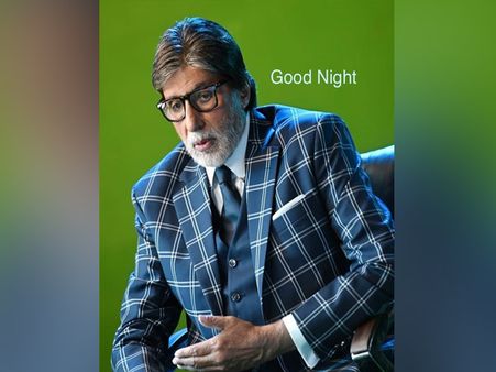 Amitabh Bachchan In A White Checked Greyish Blue Pantsuit