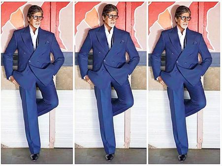 Amitabh Bachchan In A Royal-Blue Stylish Pantsuit