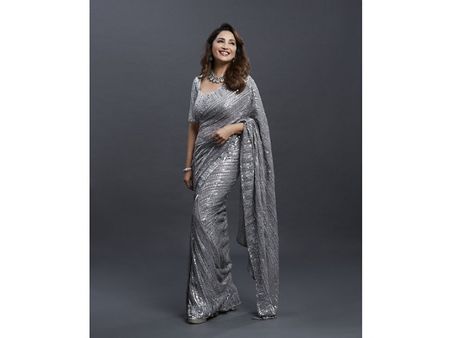 Madhuri Dixit In A Grey Saree