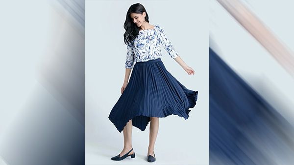 Asymmetric Pleated Skirt