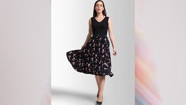 Printed Pleated Skirt