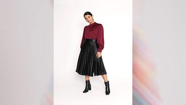 Leather Pleated Skirt