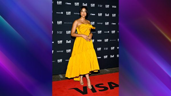 Maitreyi Ramakrishnan in Marigold Gown Maitreyi Ramakrishnan in Marigold Gown