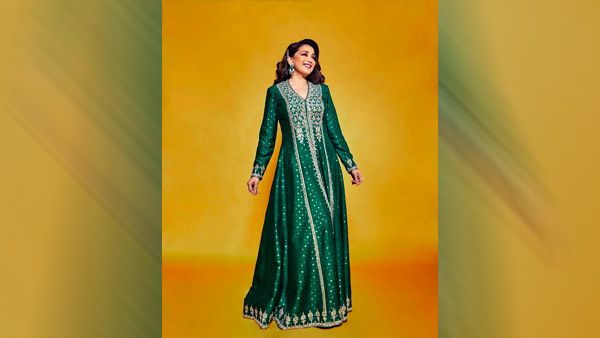 Madhuri Dixit in Peacock green Ethnic Gown