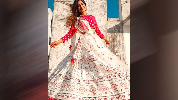 White Lehenga & Contrast Choli