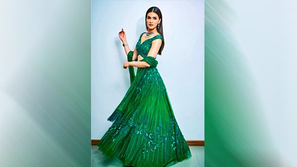 Kriti Sanon in Peacock Green Lehenga
