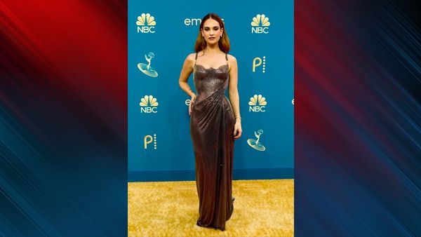 Lily James in Versace Gown