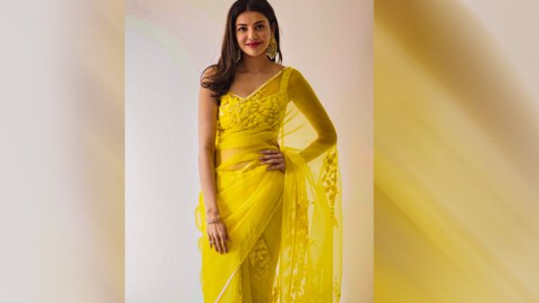 Kajal Aggarwal in Yellow Organza Saree