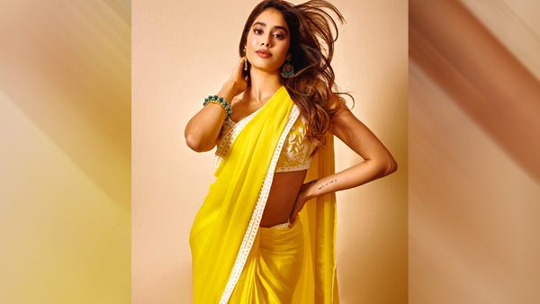 Janhvi Kapoor in Yellow Georgette Saree