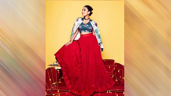 Kareena Kapoor Khan in Red Skirt & Printed Bralette
