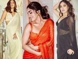 बैकलेस और स्लीवलेस ब्लाउज के साथ शिमरी साड़ी में भूमि पेडनेकर का देसी लुक, आप भी करें फॉलो