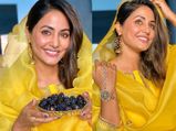 येलो सूट में बेहद खिली-खिली नजर आ रही हैं हिना खान