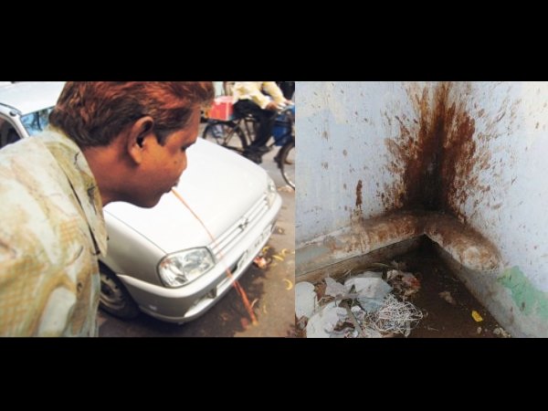 पान-मसाला थूकते लोग 