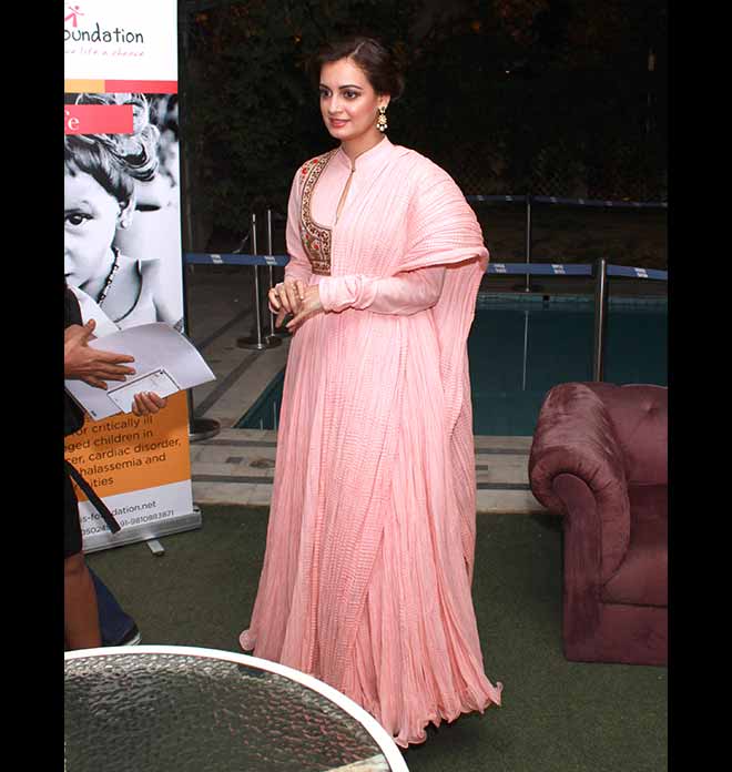 Gorgeous Dia Mirza In A Beautiful Pink Anarkali Suit 