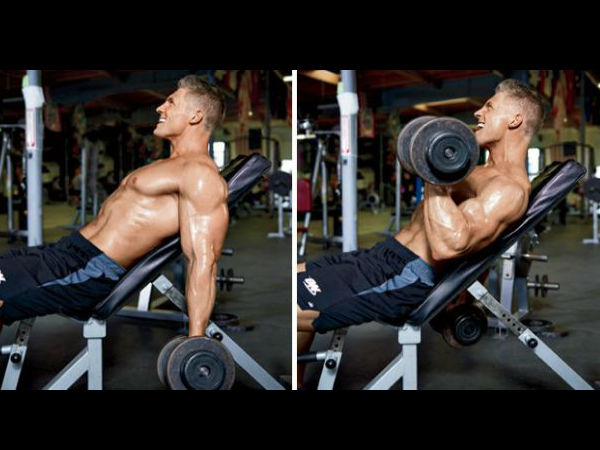  EXERCISE 4. इनक्‍लाइन डंबल कर्ल