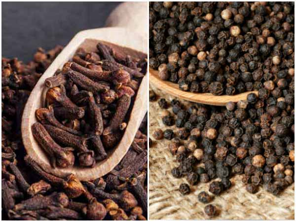 7. लौंग और काली मिर्च: 
