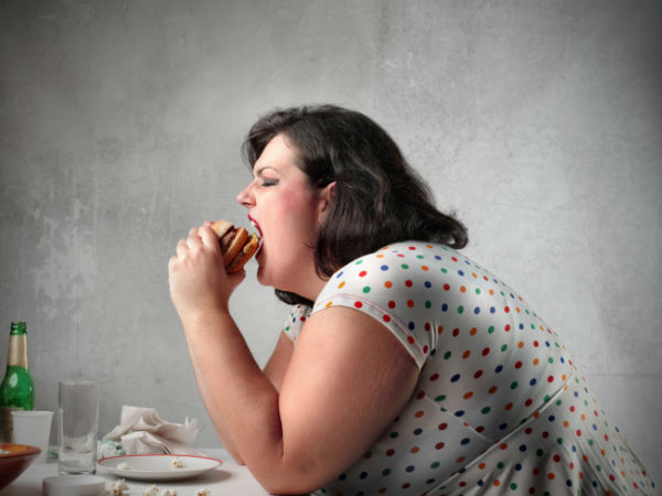 Fat woman eating 