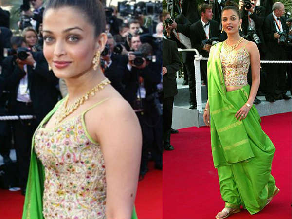 2. हरे लहंगे में ऐश 