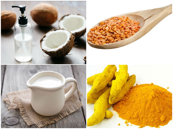5. खुरदरी त्वचा के लिए मसूर की दल, दूध, हल्दी और नारियल तेल का पैक 