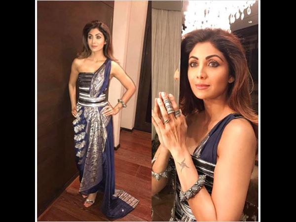 मेटेलिक ब्‍लाउज साड़ी लुक 