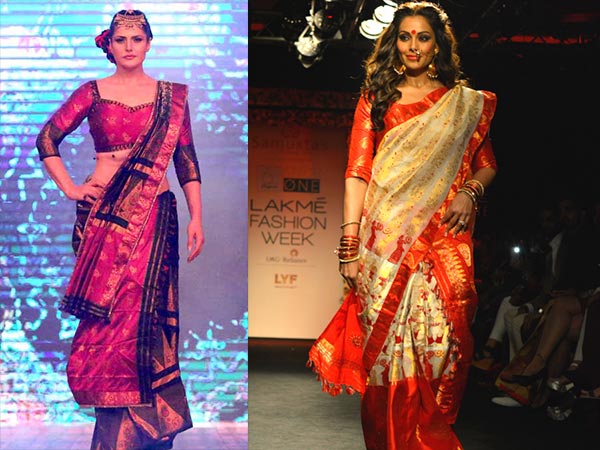 सिल्‍क साड़ी में मेखला स्‍टाइल