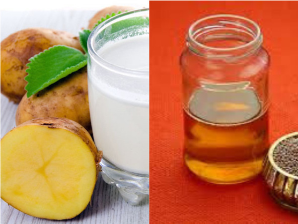 आलू का रस और सरसों को तेल