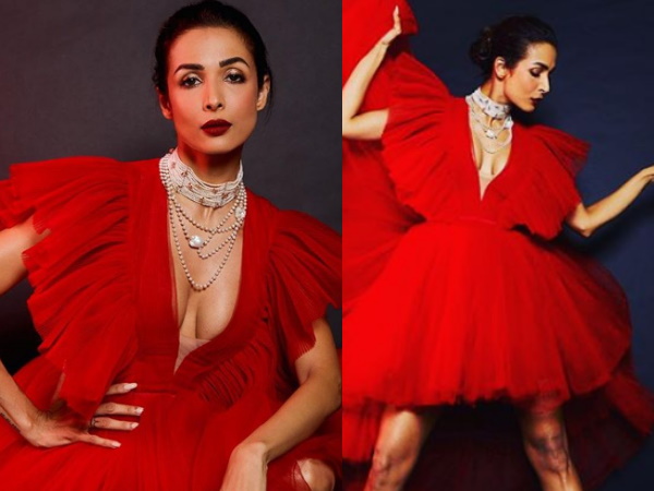 रेड ड्रेस में मलाइका